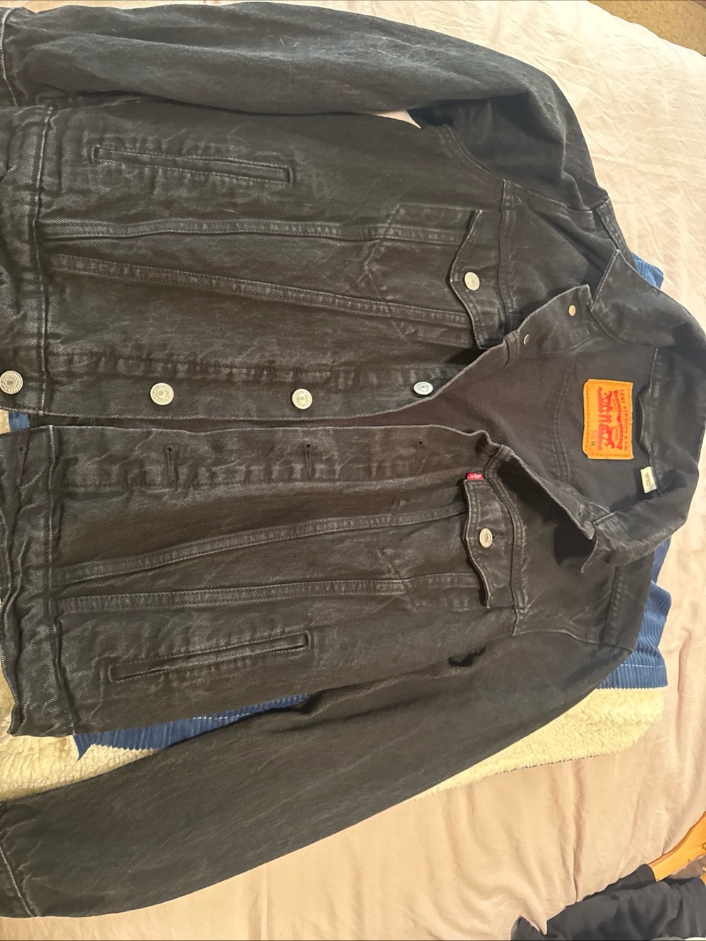 Levi's Faded Black Denim Trucker Jacket - Men's
